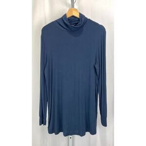 UNIVERSAL STANDARD Fine Ribbed Jersey Turtleneck Top Long Sleeve Blue M 18 20
